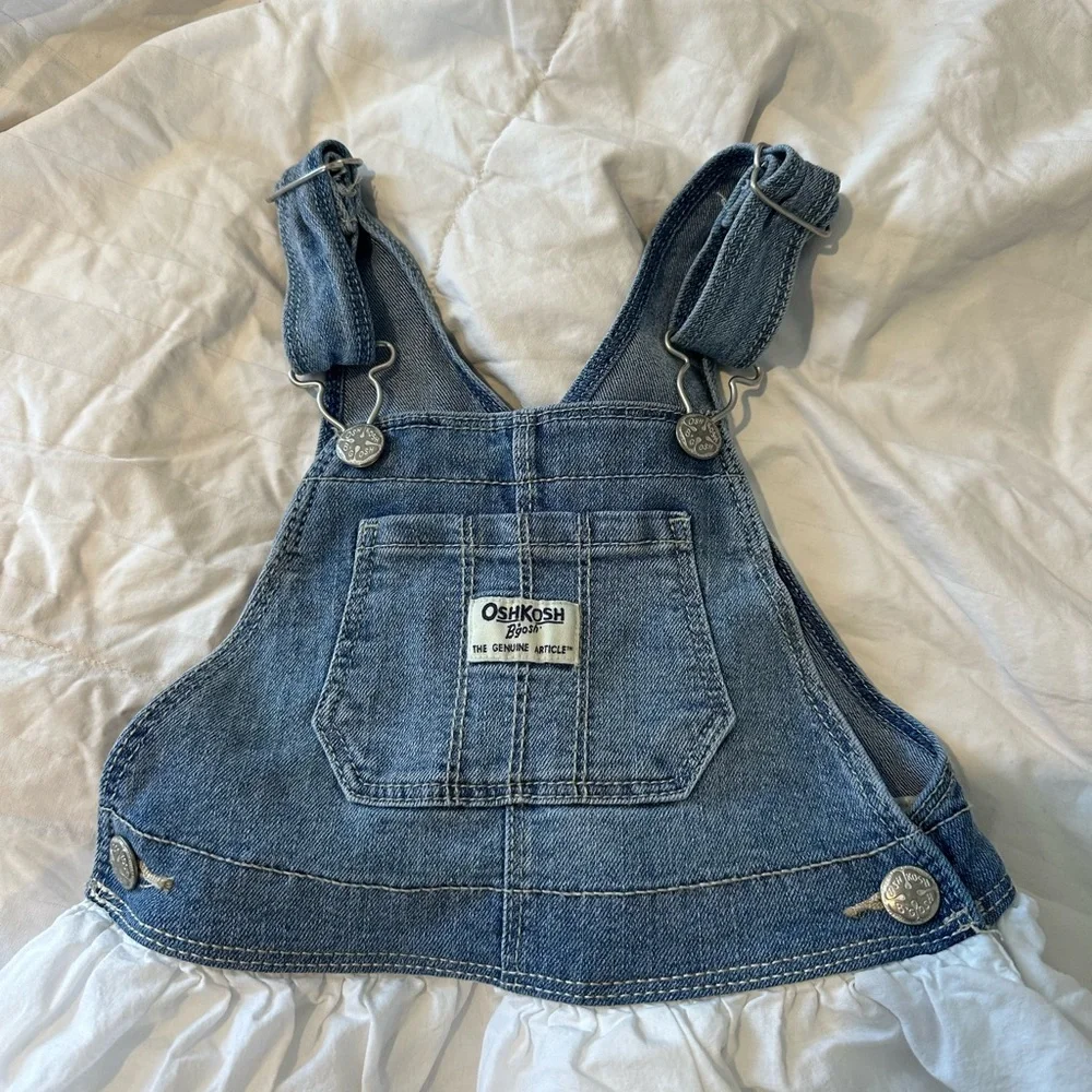 OshKosh B’Gosh Toddler Denim & White Eyelet Overall Dress
